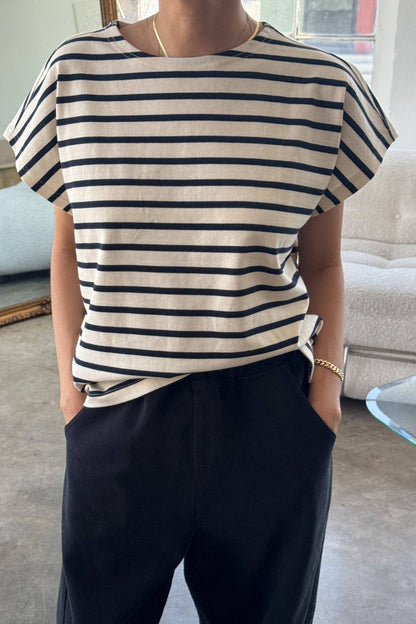 Manon Tee  WHITE STRIPE ON NAVY