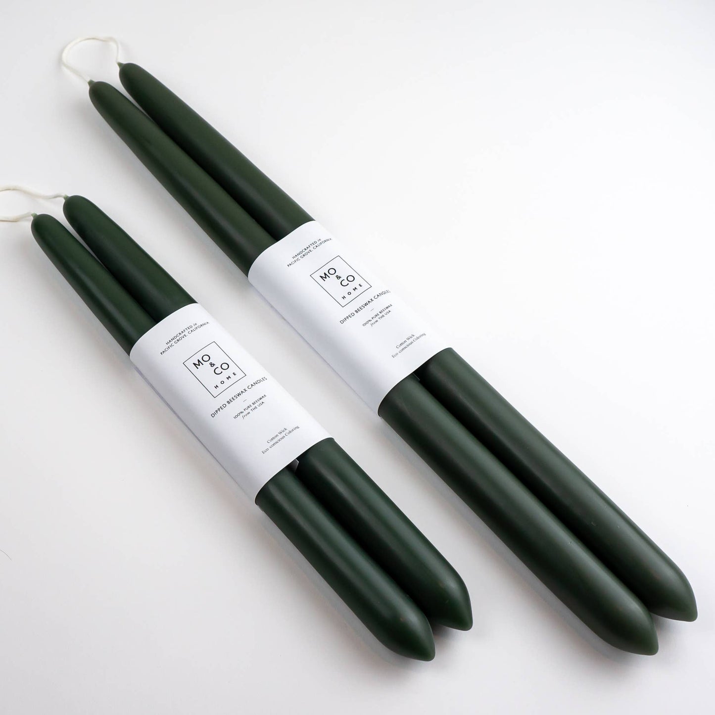 10" & 14" - 100% Beeswax Dipped Candles | Forest Green: