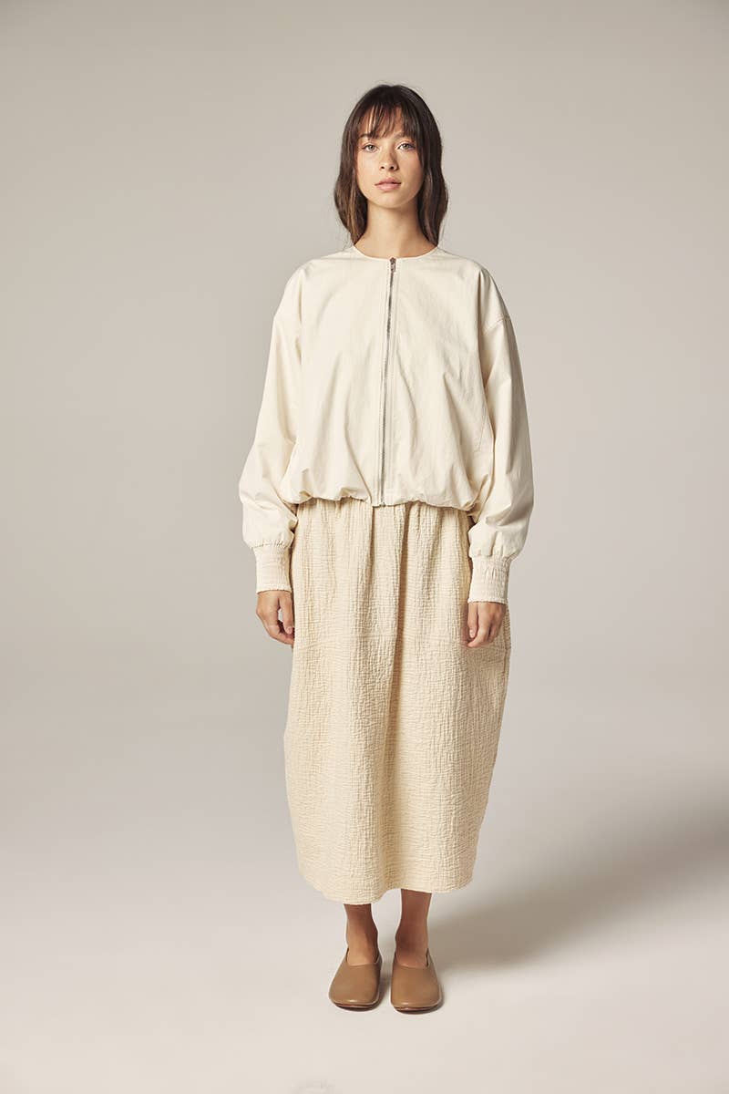 Smoked sleeve zip up jacket: Ecro / Solid