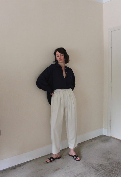 Lena Silk Canvas Pant: Black / S / 26"
