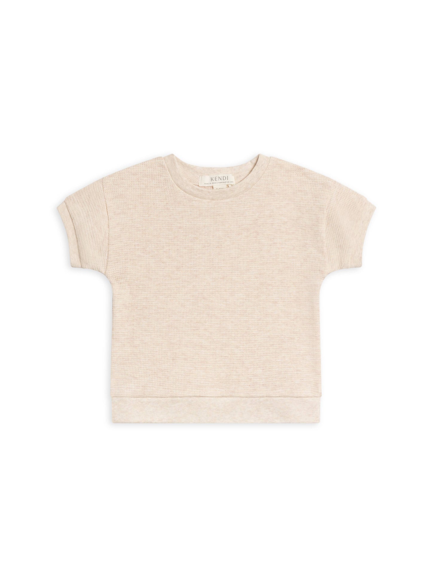 KENDI Organic Baby & Kids Ali Waffle Tee - Heather Oat