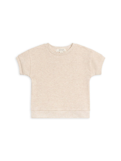 KENDI Organic Baby & Kids Ali Waffle Tee - Heather Oat