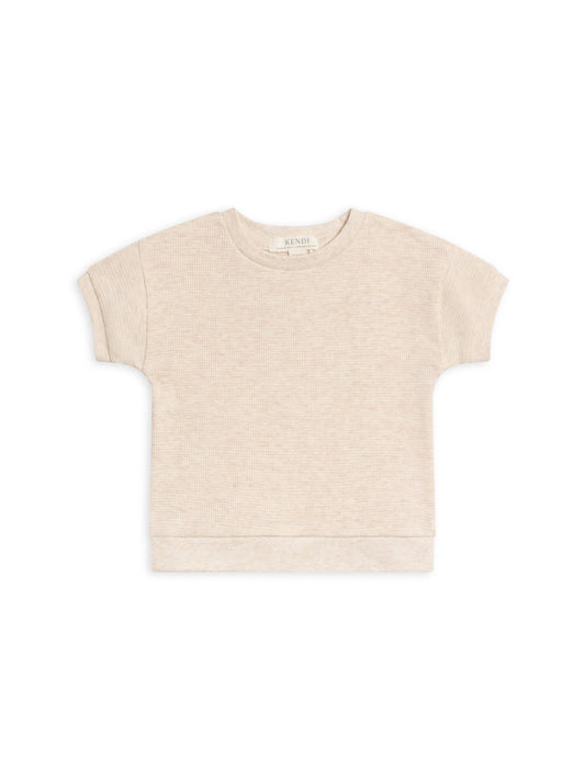 KENDI Organic Baby & Kids Ali Waffle Tee - Heather Oat