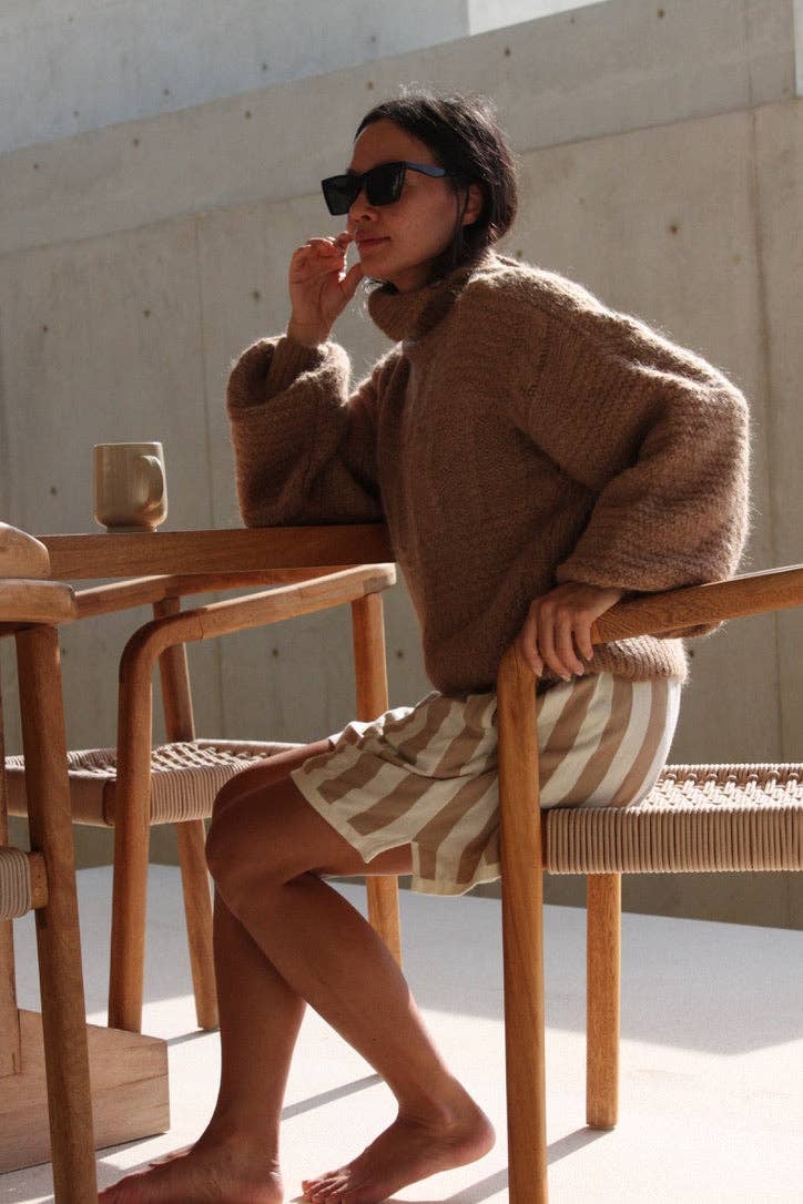 Ollie Knitted Suri Alpaca Sweater: Jute / O/S