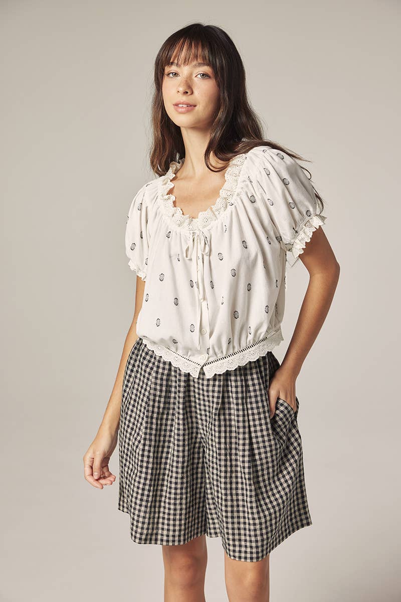 Gingham Easy Shorts: Black/Natural / Checkered