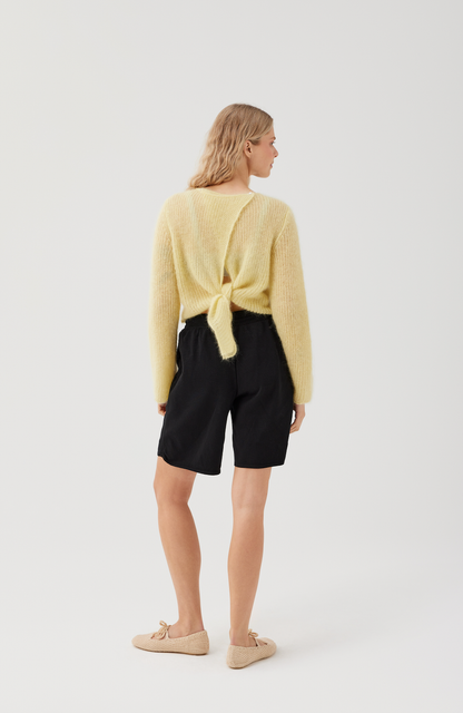 Skraistas: Butter Yellow Silk & Mohair Cropped Cardigan : Yellow