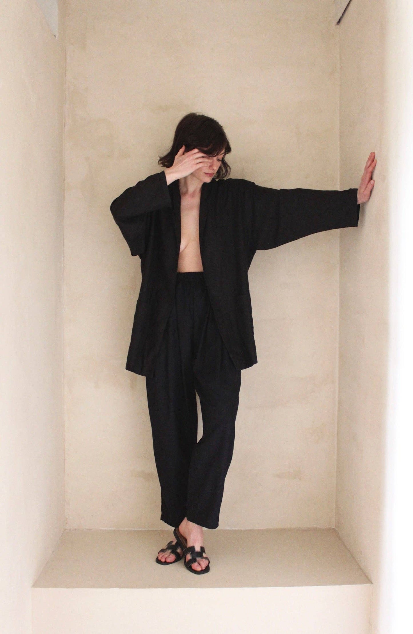 Lena Silk Canvas Pant: Black / S / 26"