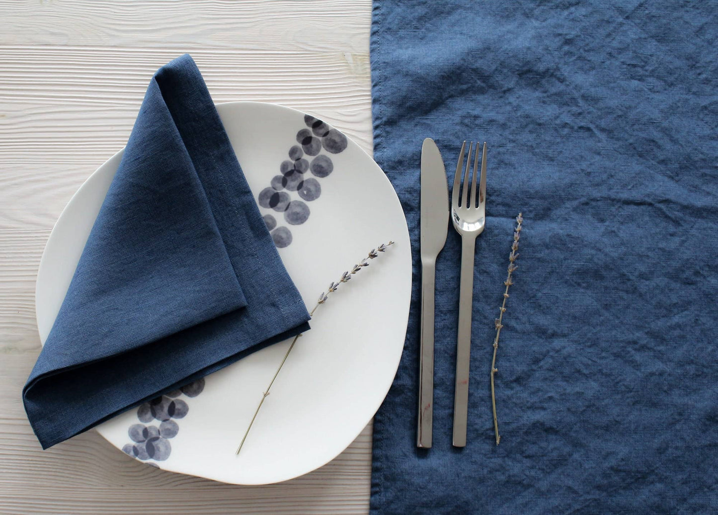 Denim Blue Linen Napkins - Set of 4