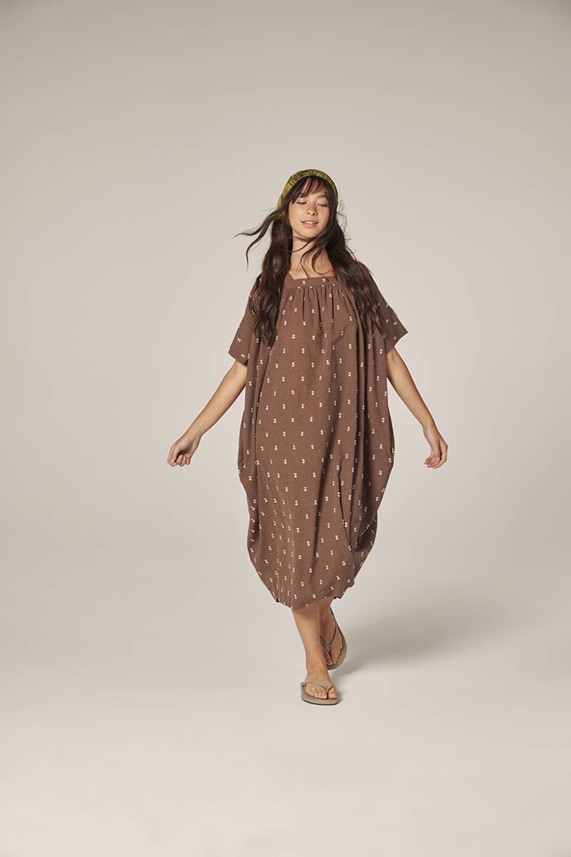 Jacquard pull over dress: Mocha