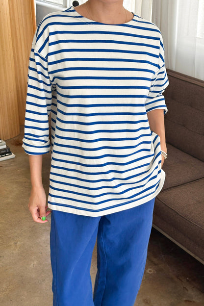 Marseille Top Blue Stripe On Cream