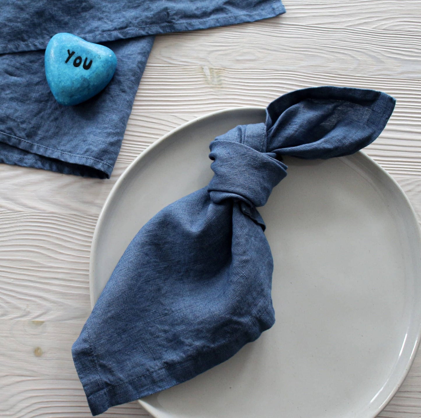 Denim Blue Linen Napkins - Set of 4