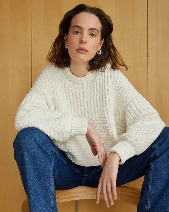 Delčia Sweater: 100% Cotton Off-White Sweater  : Off-White / S