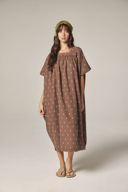 Jacquard pull over dress: Mocha