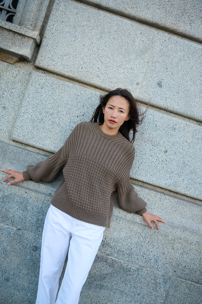 Delčia: 100% Cotton Earth Brown Sweater  : Brown / S