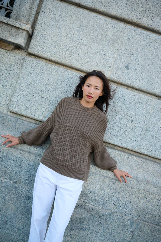 Delčia: 100% Cotton Earth Brown Sweater  : Brown / S