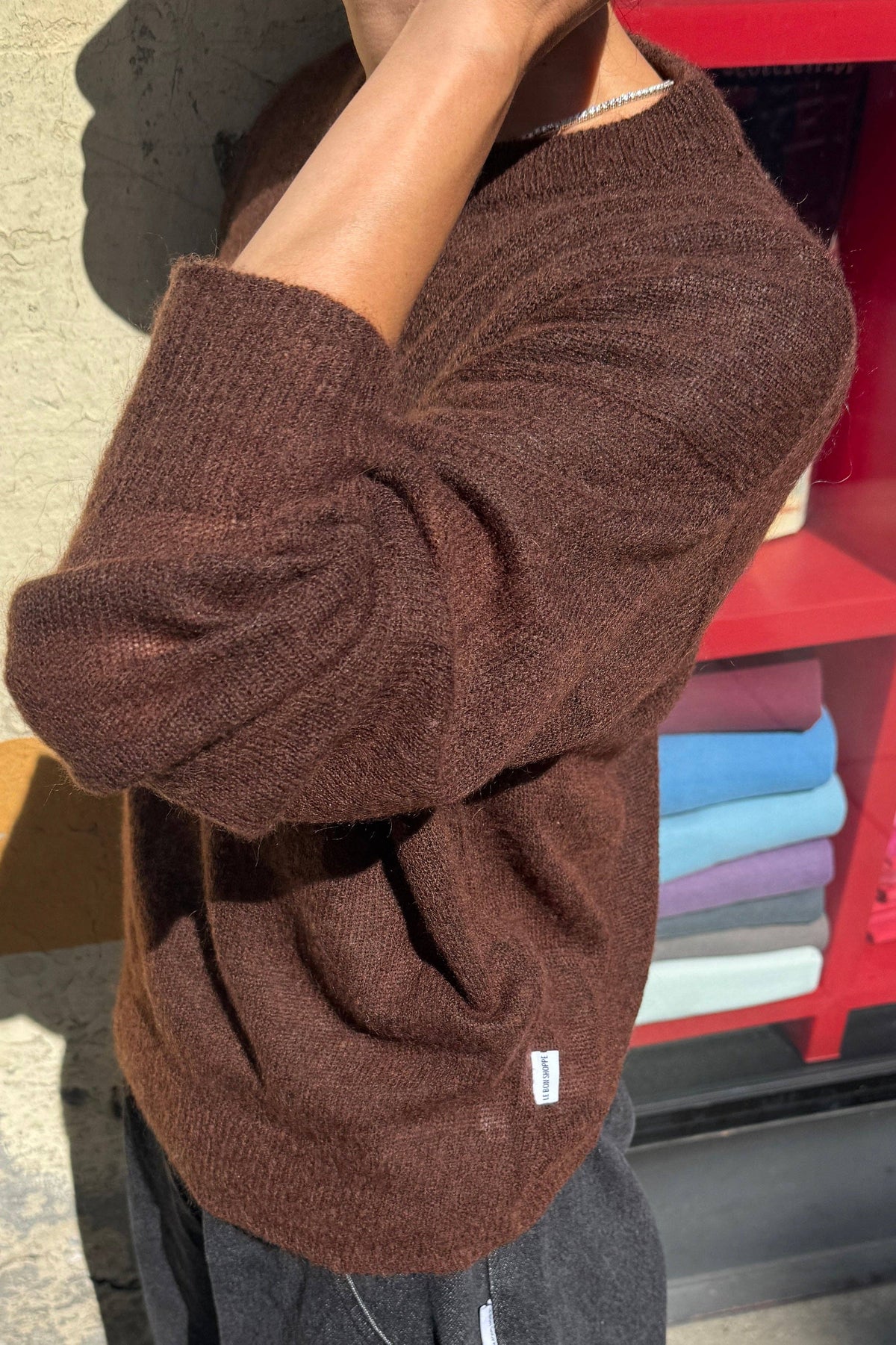 Cecile Crew Neck Mohair Sweater Charcoal
