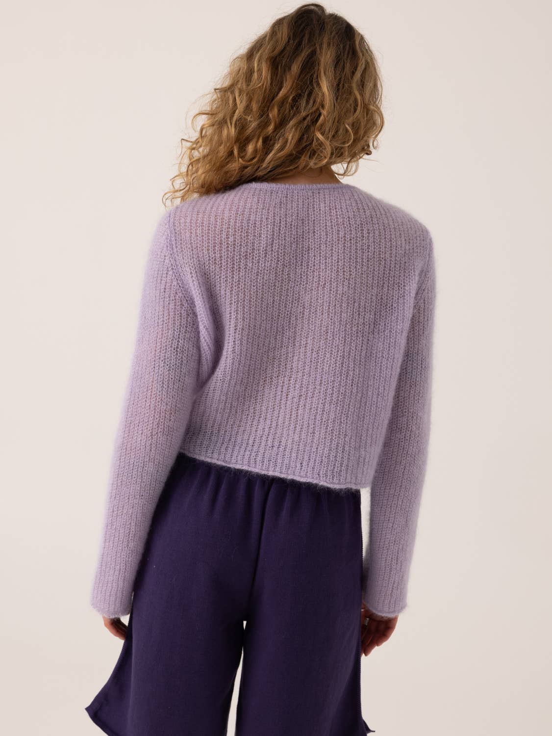 Skraistas: Lilac Silk & Mohair Cropped Cardigan : Lilac / S