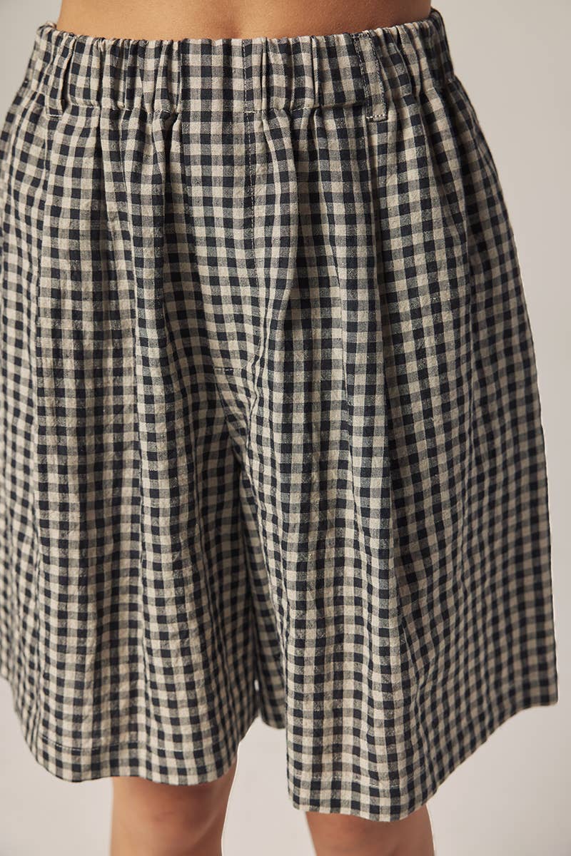 Gingham Easy Shorts: Black/Natural / Checkered