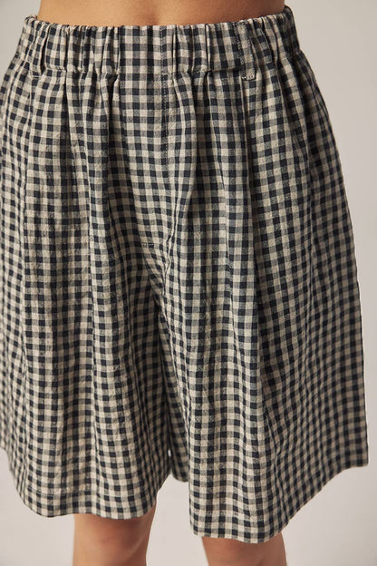 Gingham Easy Shorts: Black/Natural / Checkered