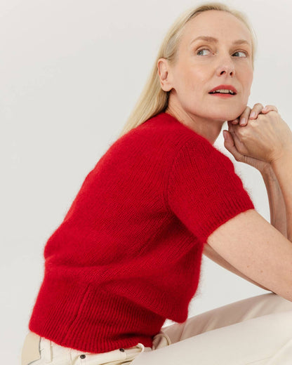 Lašas: Poppy Red Mohair & Silk Top: Red