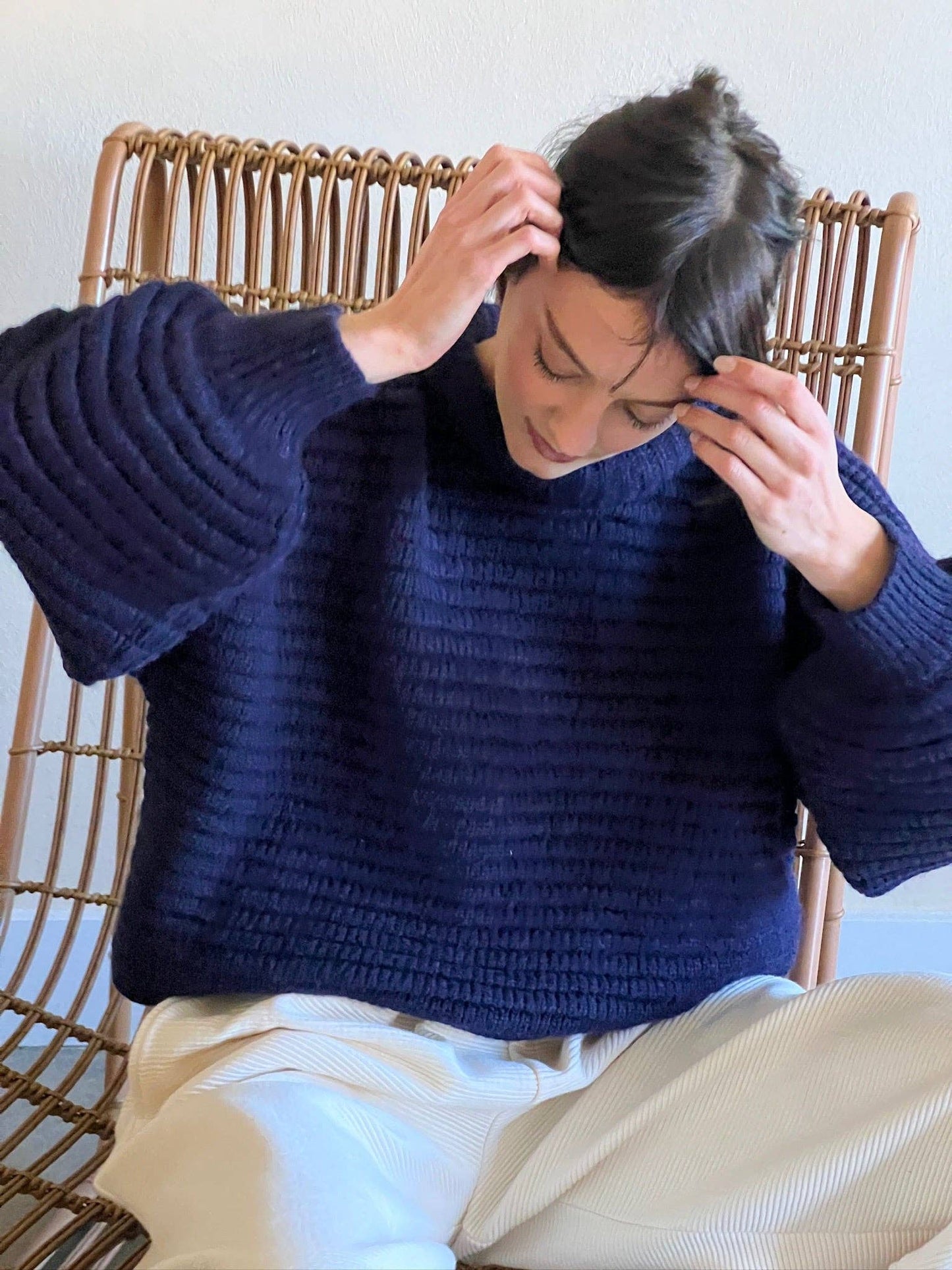 Romy Knitted Alpaca Balloon Sleeve Sweater: Umber / O/S