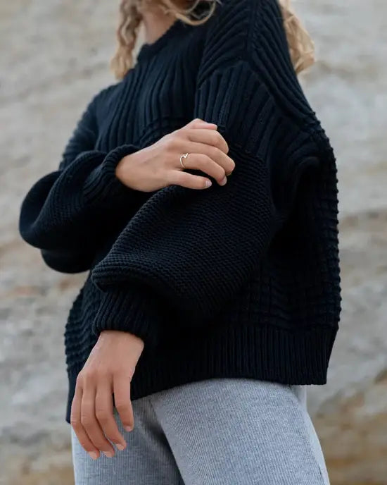 Delčia: 100% Cotton Black Sweater : S
