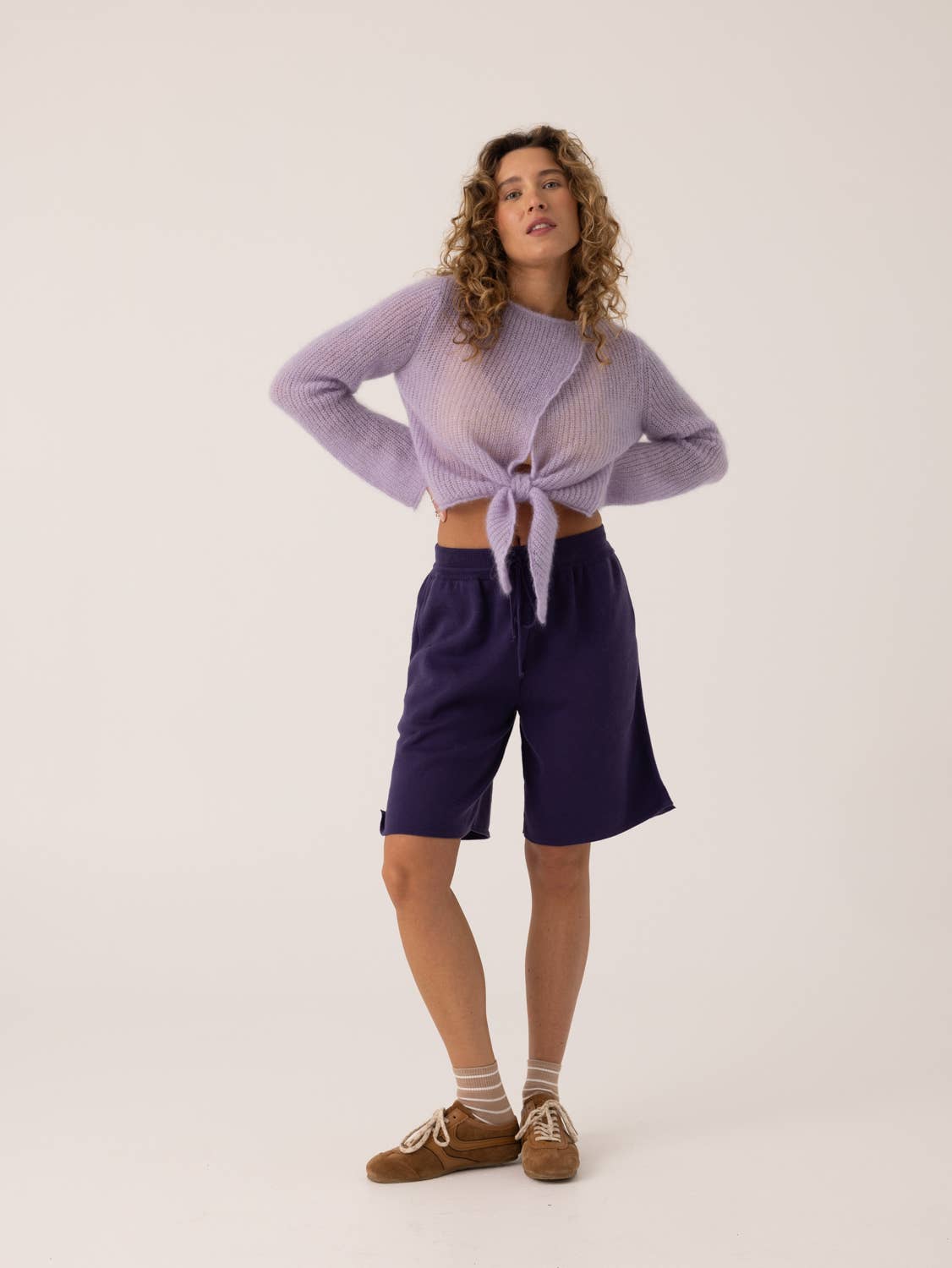 Skraistas: Lilac Silk & Mohair Cropped Cardigan : Lilac / S