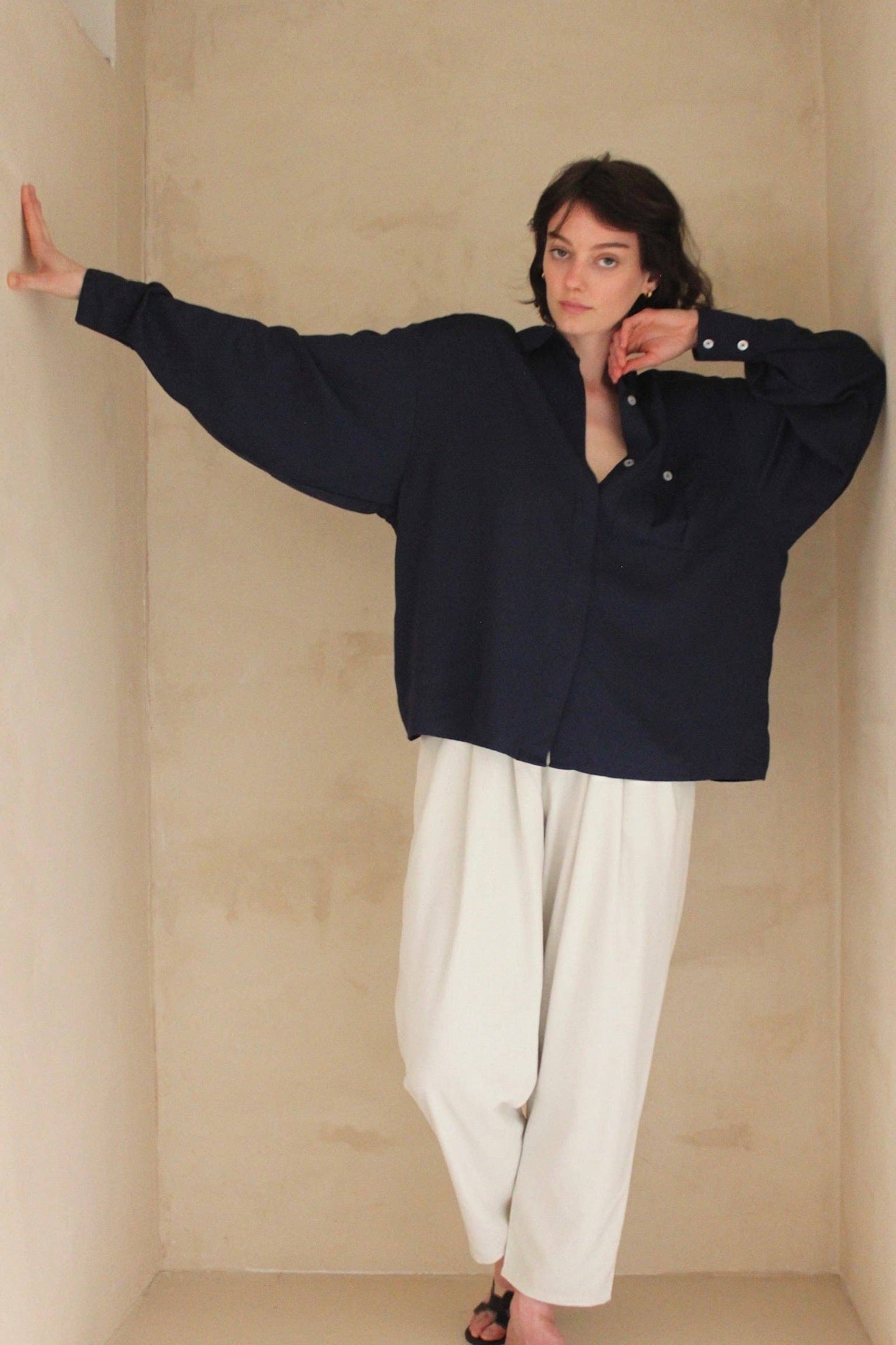 Lena Silk Canvas Pant: Black / S / 26"