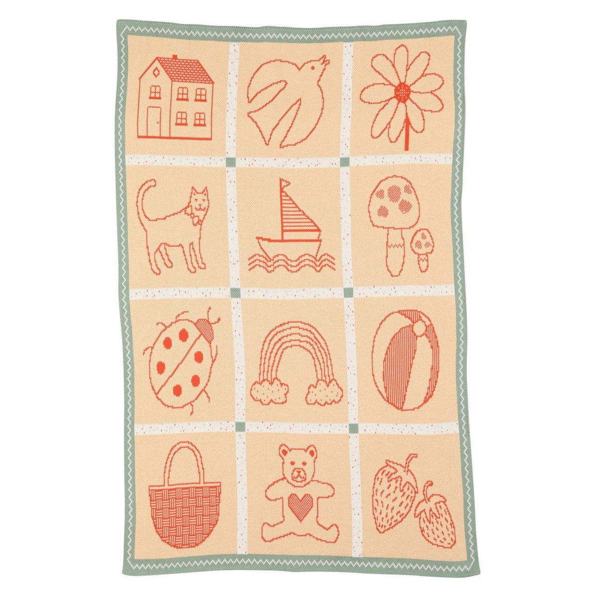 Baby's Things - Knit Baby Blanket - Cotton - USA Made : Red Ink in Organic Cotton