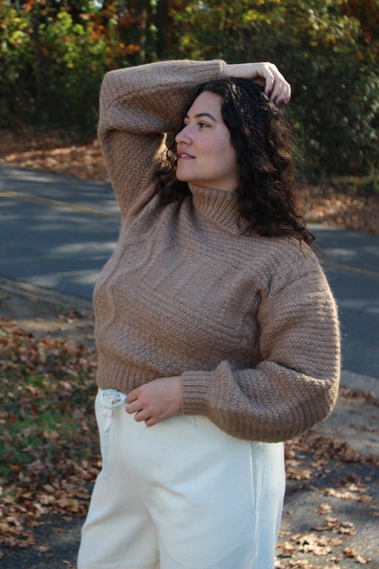 Ollie Knitted Suri Alpaca Sweater: Jute / O/S