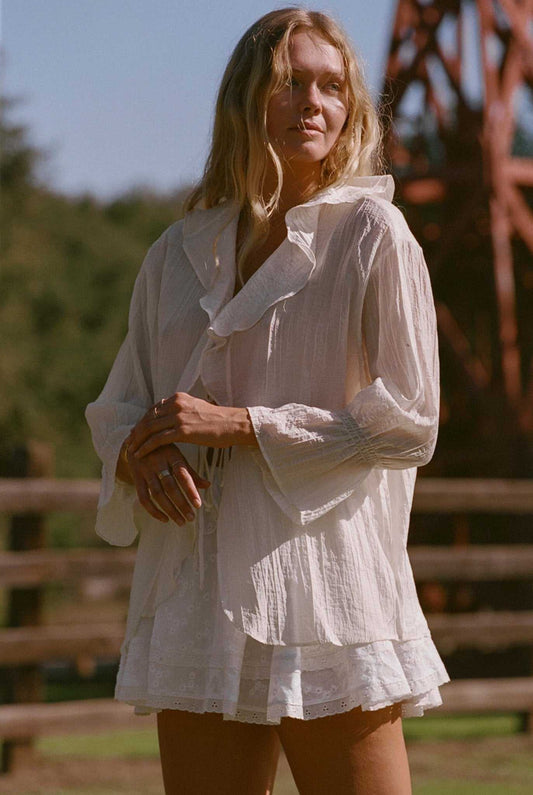 The Lily Top - Crème / Ivory Ruffle Top