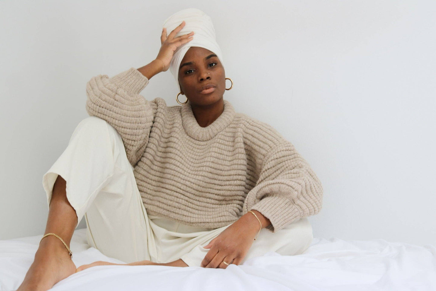 Romy Knitted Alpaca Balloon Sleeve Sweater: Umber / O/S