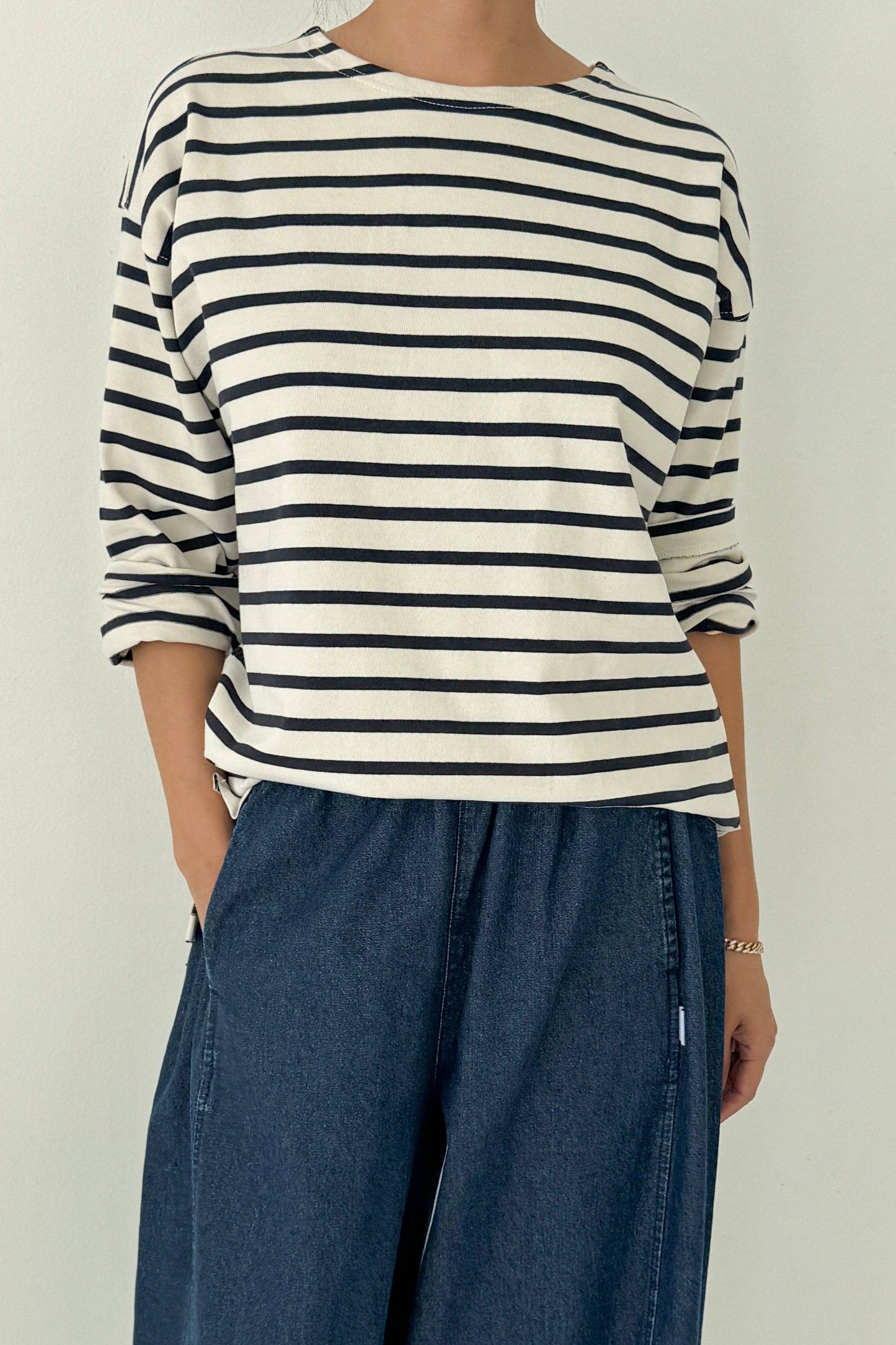 Marseille Top Blue Stripe On Cream