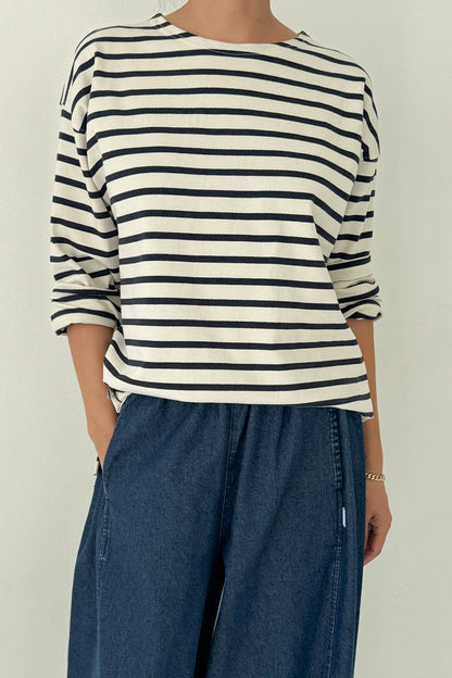 Marseille Top Blue Stripe On Cream