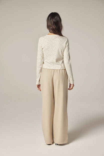 Romantic Button-down short cardigan: Cream/Navy / Floral