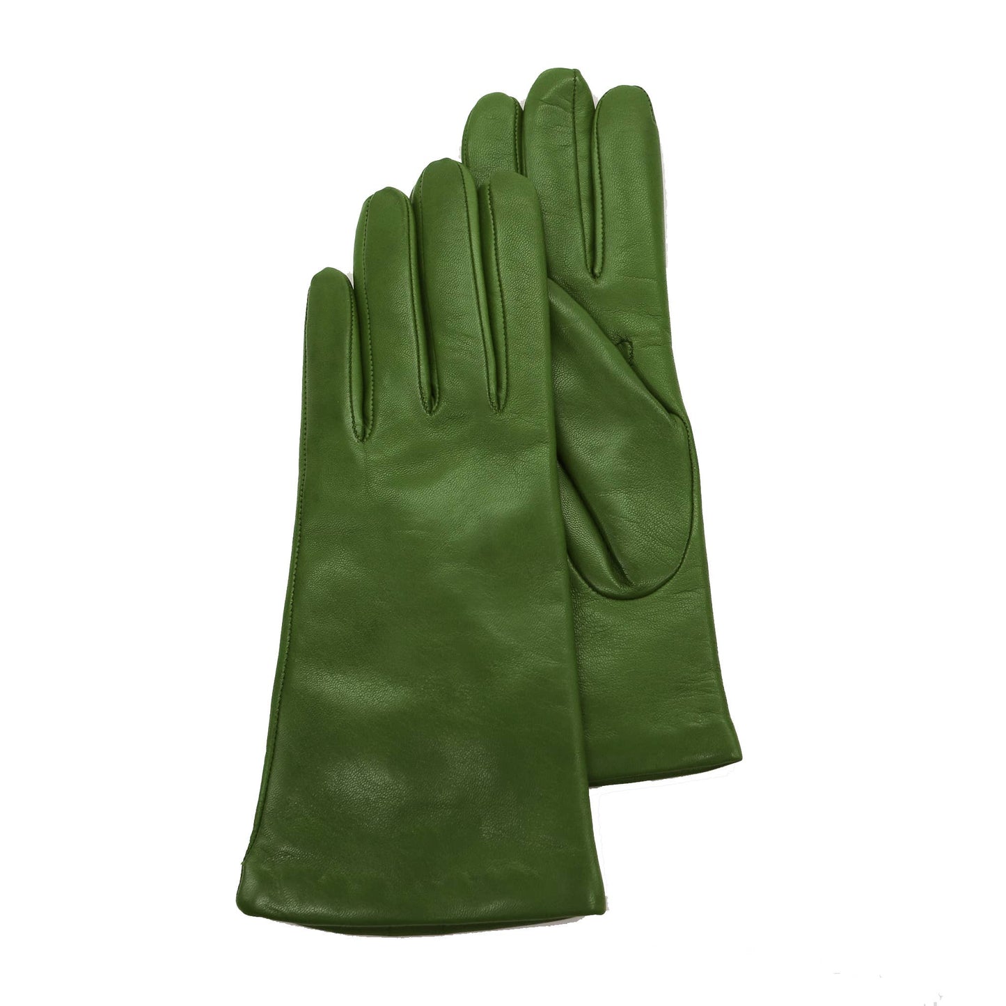 MADE IN ITALY 9" LEATHER GLOVES WITH CASHMERE LINING: BLACK / 7.5