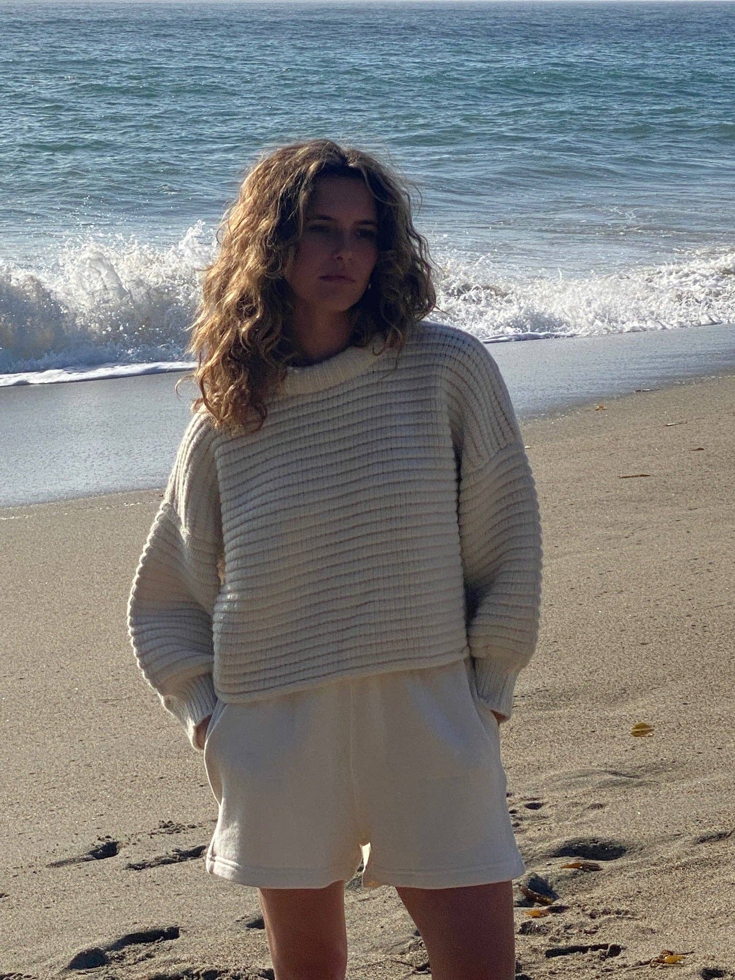 Romy Knitted Alpaca Balloon Sleeve Sweater: Umber / O/S