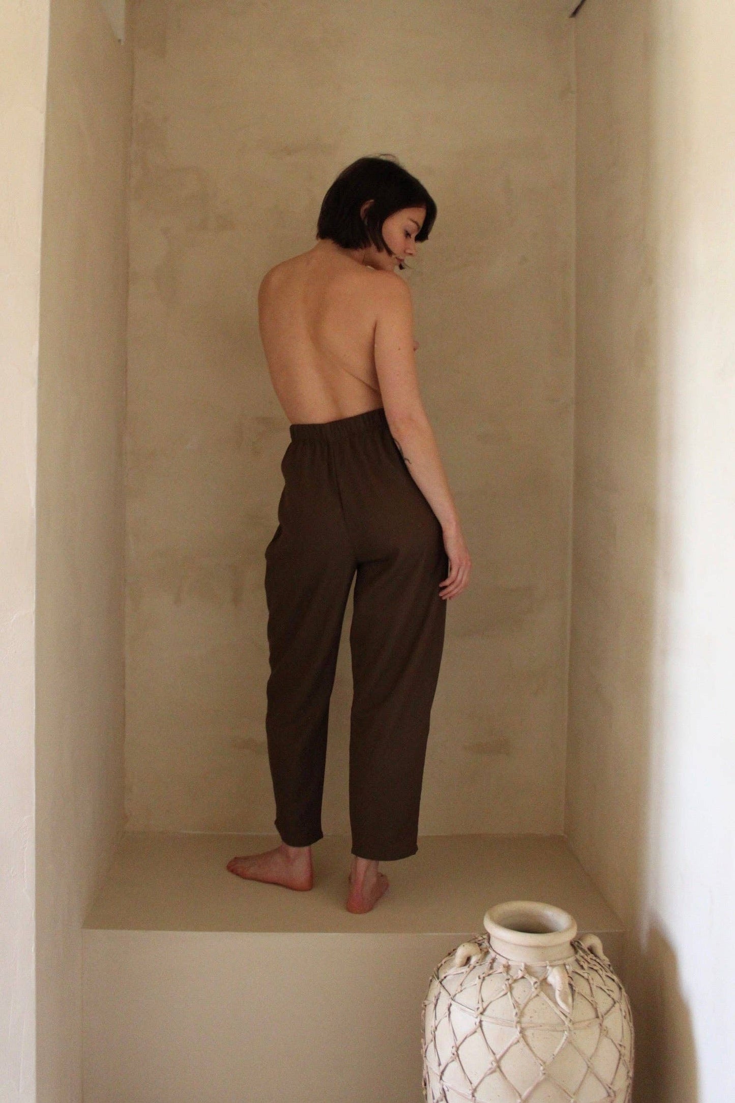 Lena Silk Canvas Pant: Black / S / 26"
