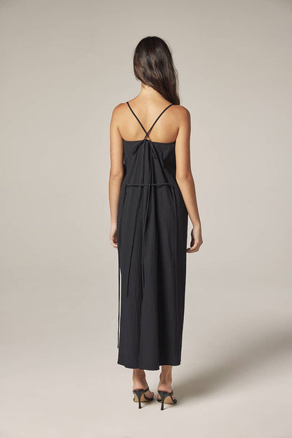 Front Shirring Dress: Midnight / Solid