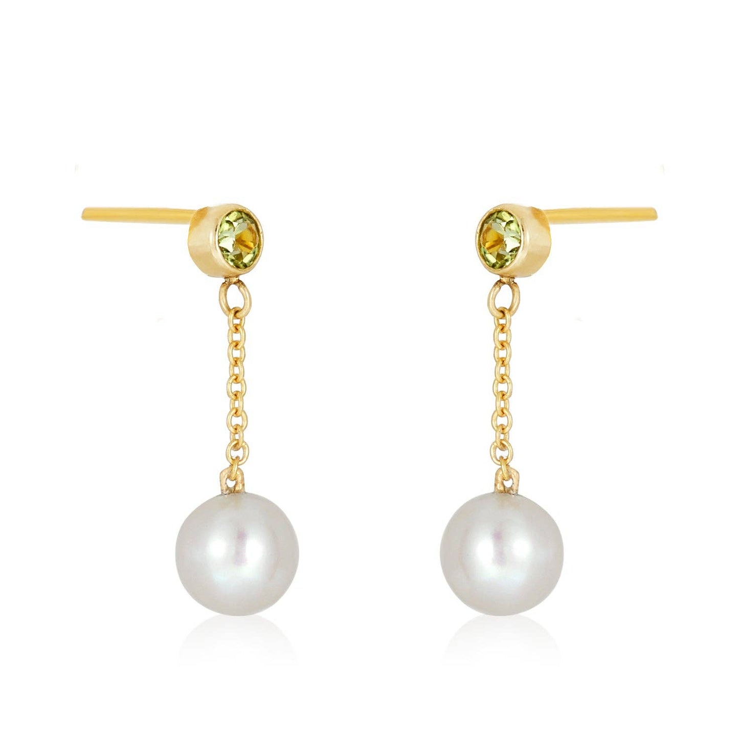 Petite Round Pearl Dangle Earrings in 14k: Purple amethyst