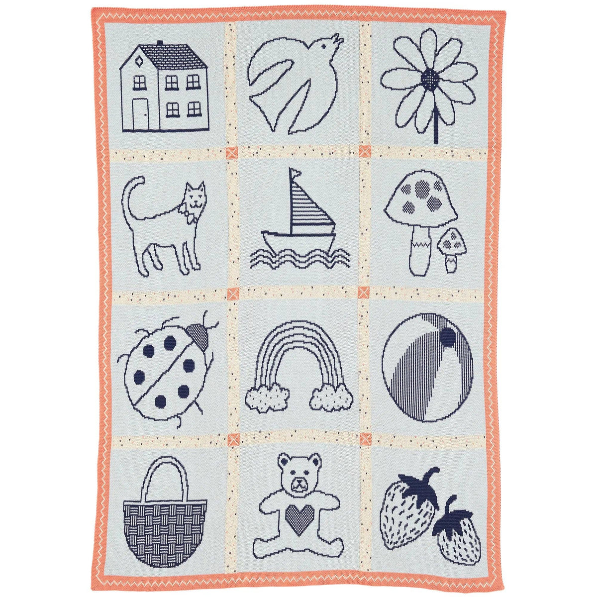 Baby's Things - Knit Baby Blanket - Cotton - USA Made : Blue Ink in Organic Cotton