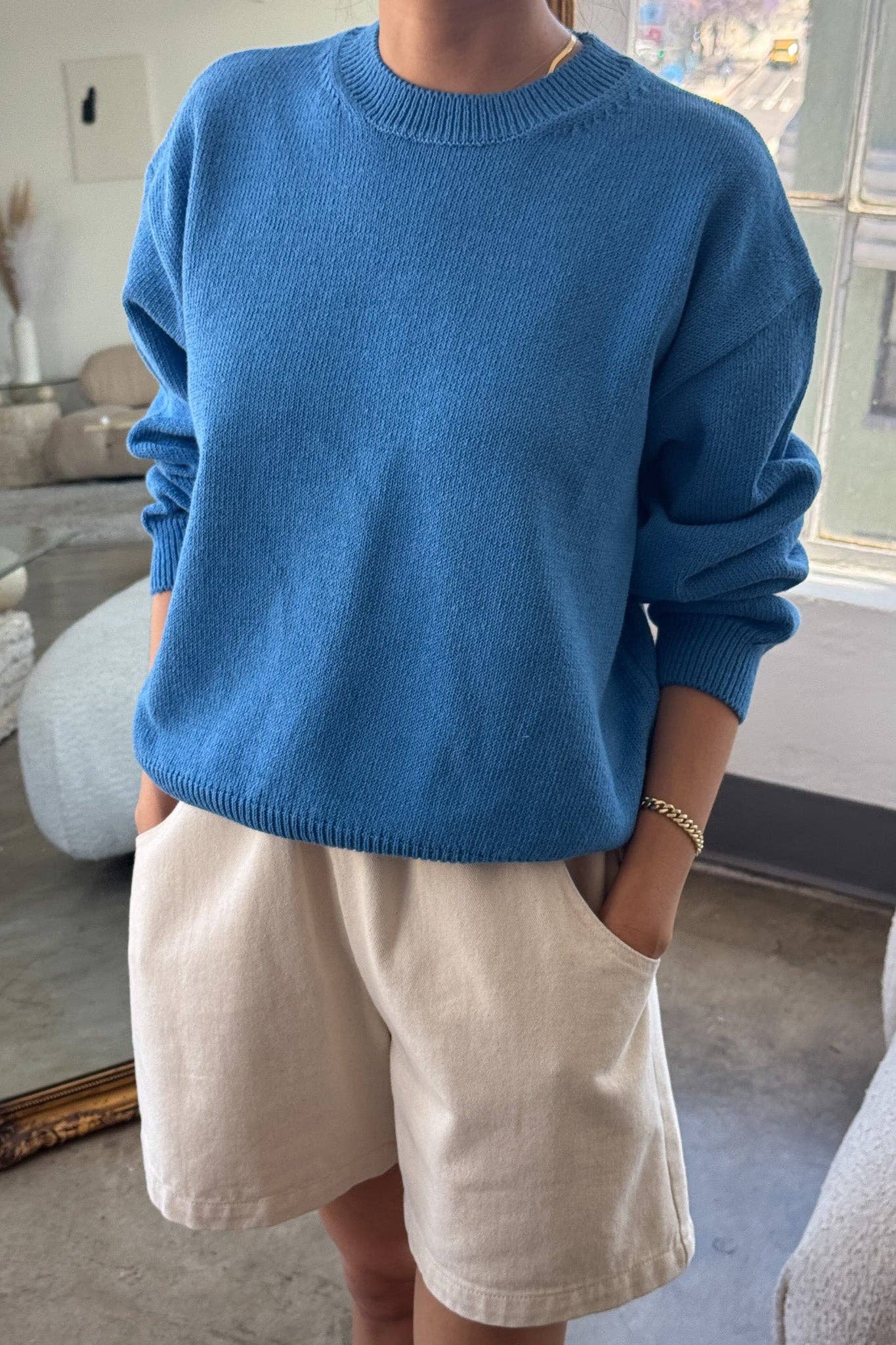 Milo Cotton Sweater in Blue