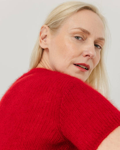 Lašas: Poppy Red Mohair & Silk Top: Red
