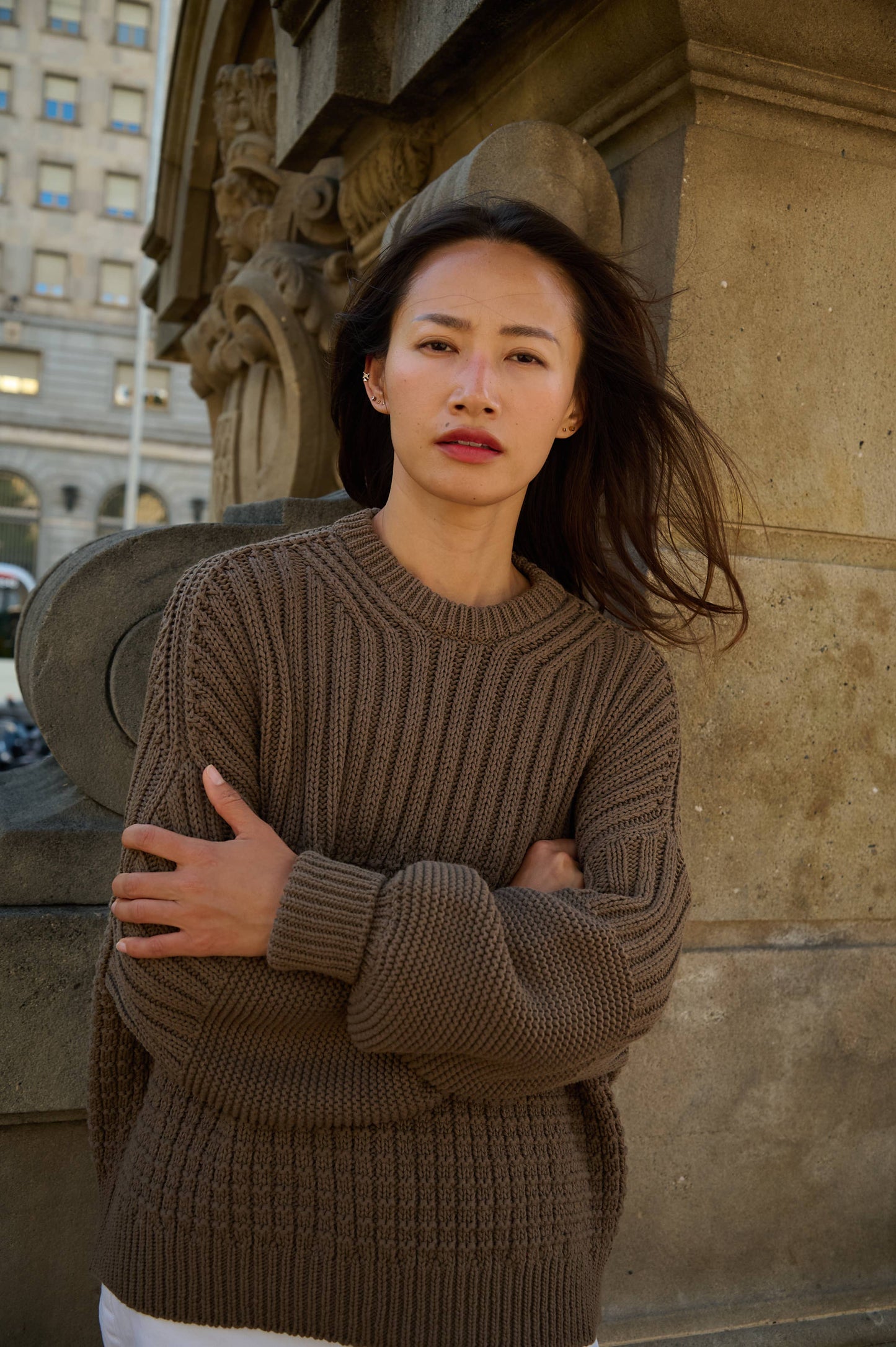 Delčia: 100% Cotton Earth Brown Sweater  : Brown / S