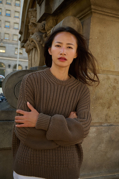 Delčia: 100% Cotton Earth Brown Sweater  : Brown / S