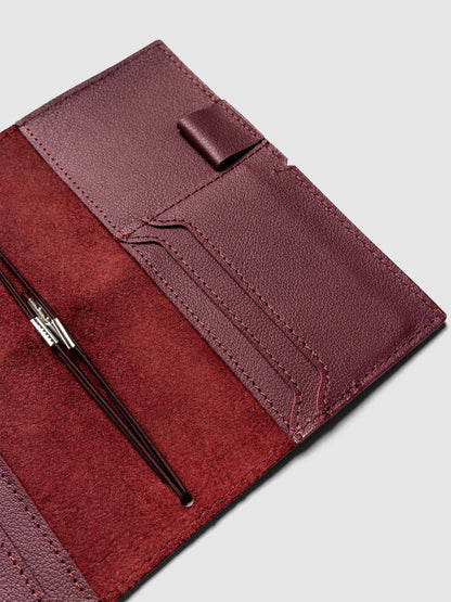 Genuine Leather Travel Notebook Cover | Pocket Plus: Bordeaux