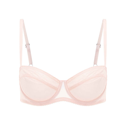 Dani Balconette Shiny Pink Tulle Side Support Bra