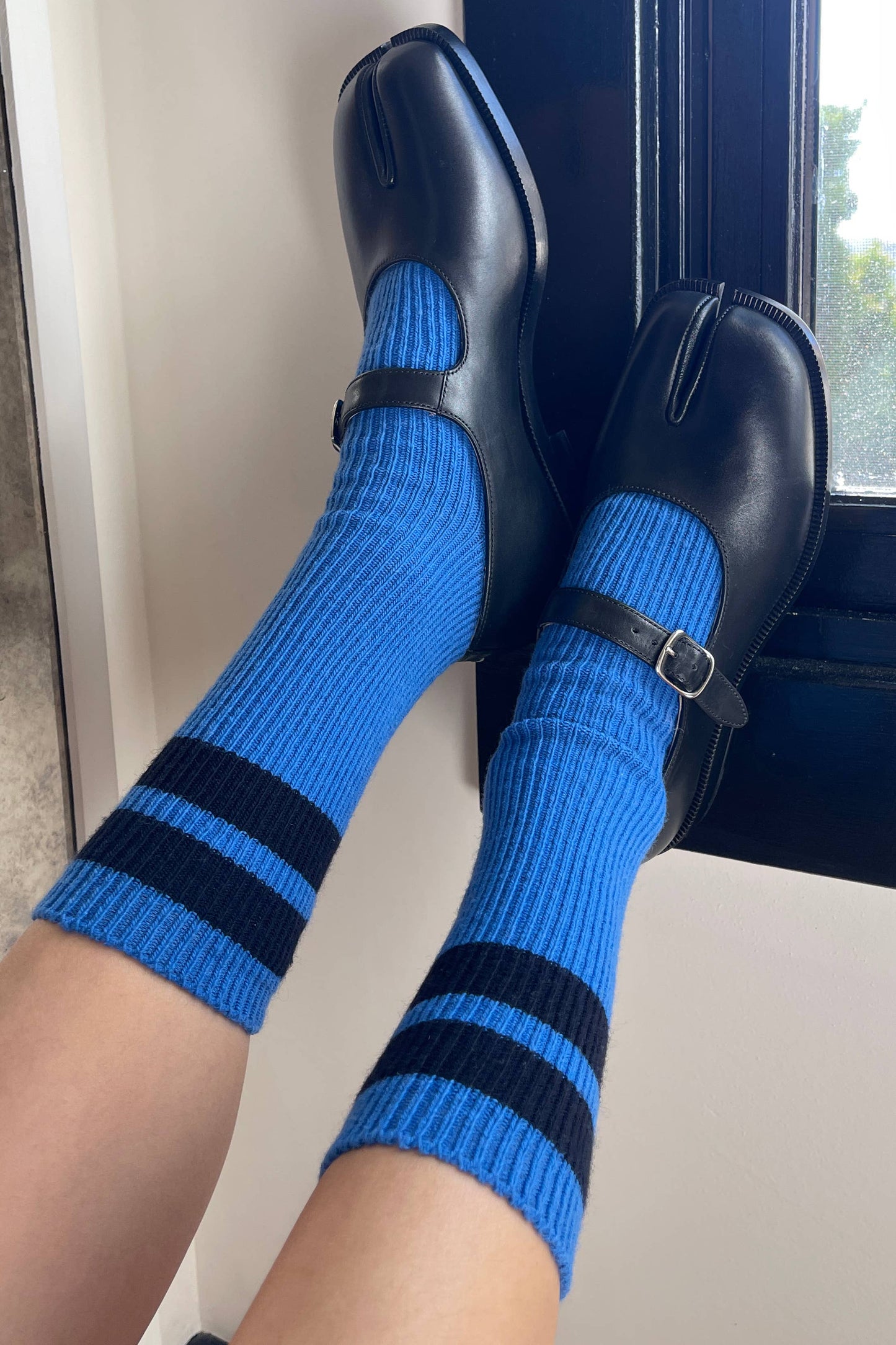 Grandpa Varsity Socks: Blue/Navy Stripe