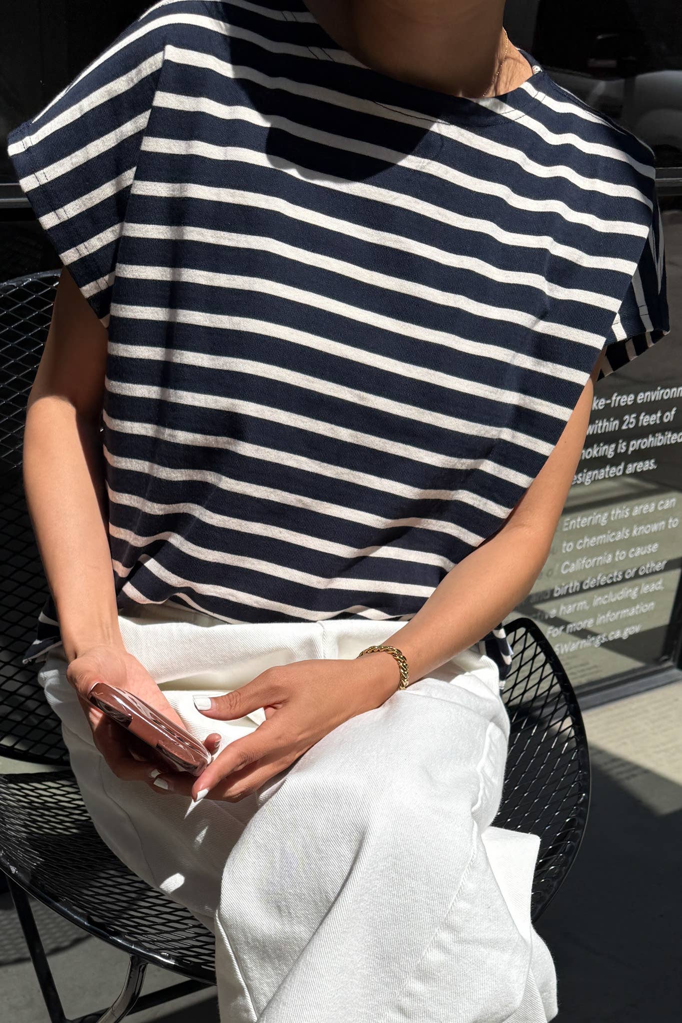 Manon Tee BLUE STRIPE ON CREAM