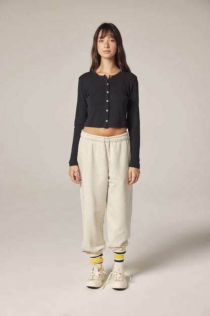 Button down short cardigan: Black / Solid